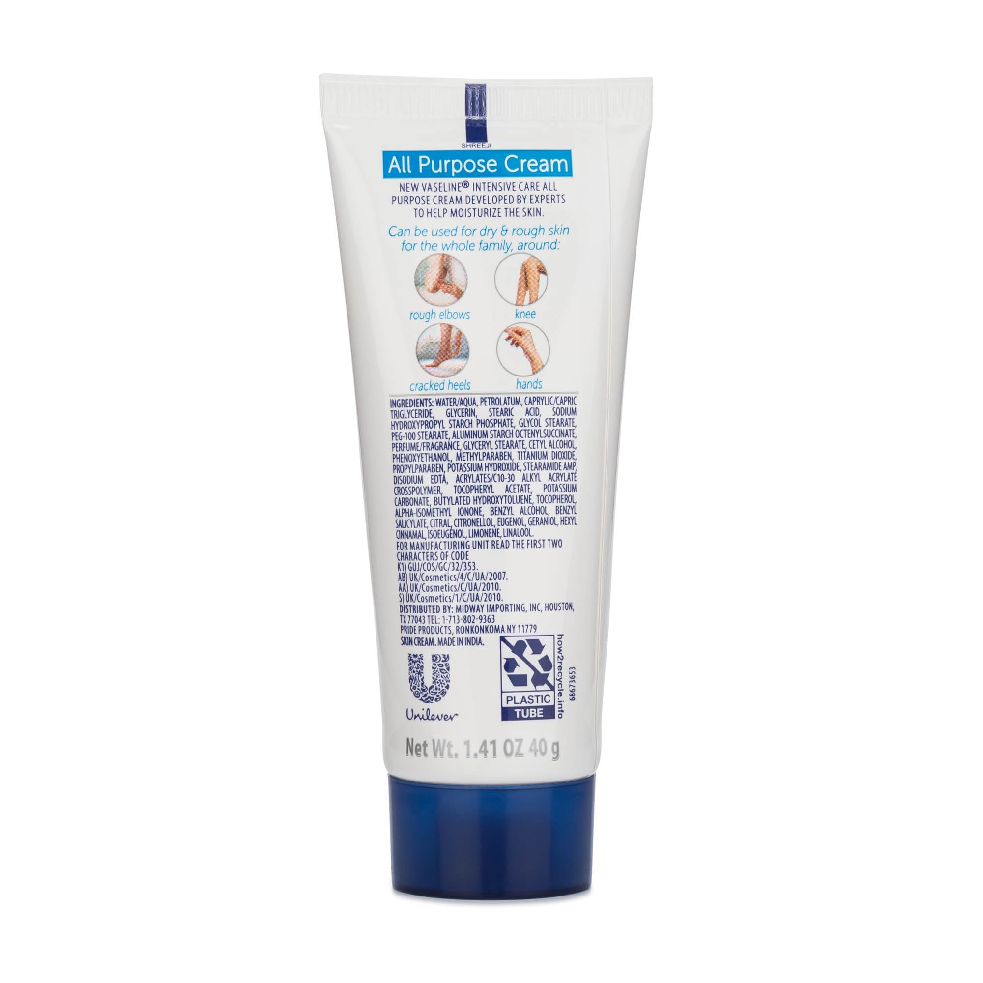 Vaseline Intensive Care All Purpose Cream Rough Cracked Skin Relief, 6-Pack, 1.41 FL Oz Each, 6 Tubes
